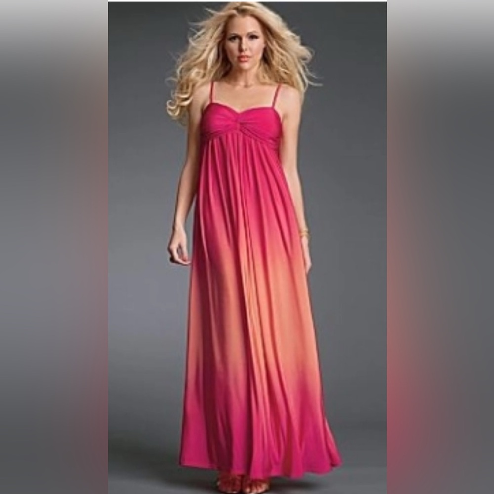 Bisou Bisou pink & orange ombré maxi dress w/padded cups 12